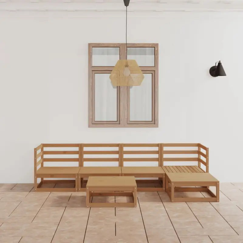 Tuinstoelset met massief grenenhout en rug- zijkussens voor comfortabel genieten - Honingbruin / Nee - Tuinsets