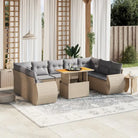 Tuinstoelset van zwart materiaal met gepoedercoat staal afmetingen - Beige en grijs / 5x midden + 4x hoek + Tafel
