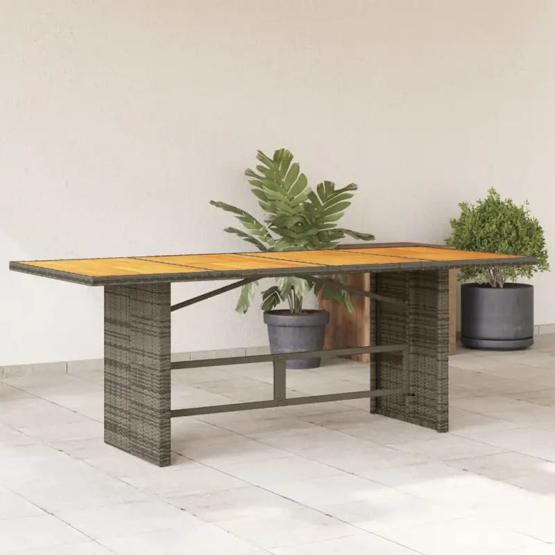 Tuintafel met gehard glas blad en duurzaam poly rattan - Grijs / 1 / Hout - Tuintafels