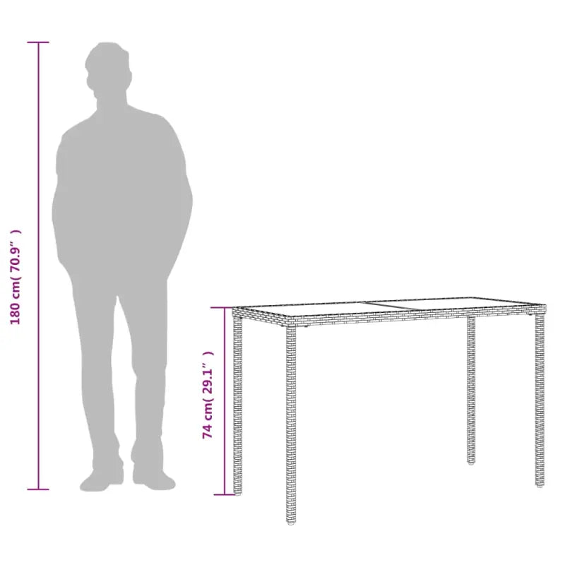 Tuintafel met glazen blad en poly rattan voor buiten gemakkelijk schoon - Tuintafels