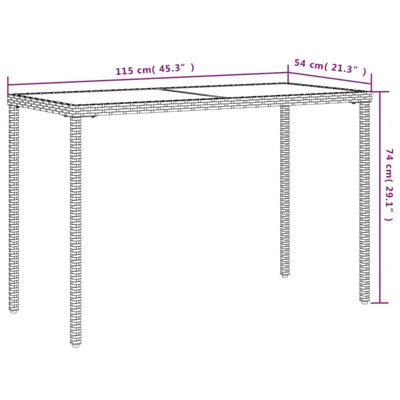 Tuintafel met glazen blad en poly rattan voor buiten gemakkelijk schoon - Tuintafels