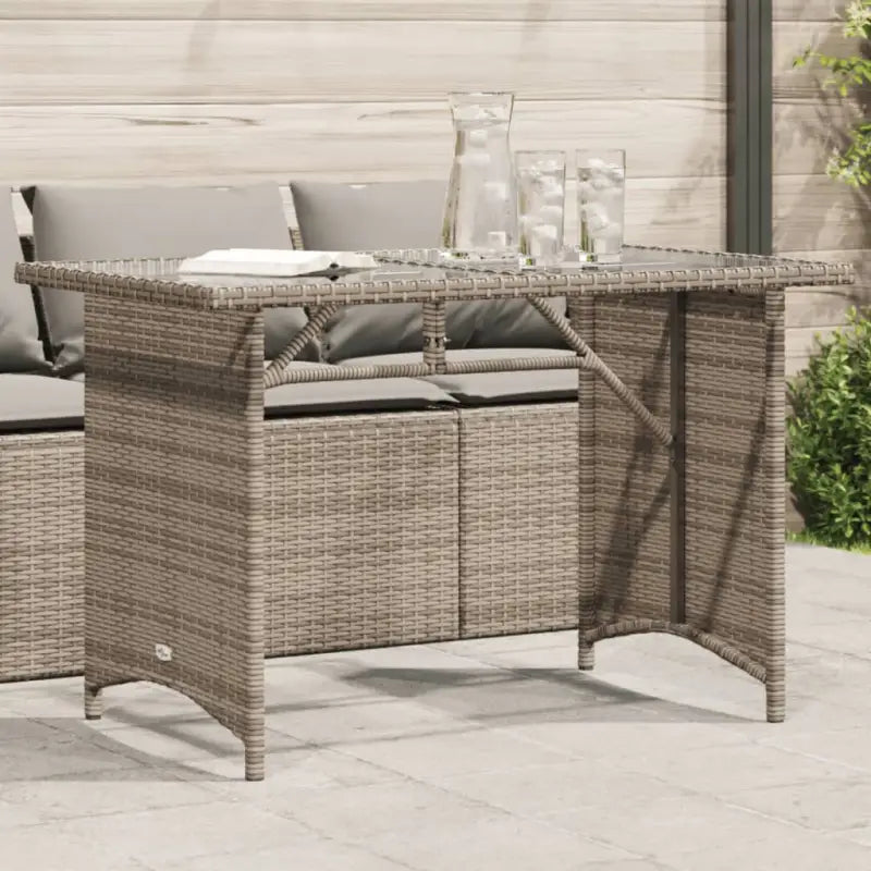 Tuintafel met glazen blad en poly rattan voor buitening - Grijs / 1 / Glas - Tuintafels