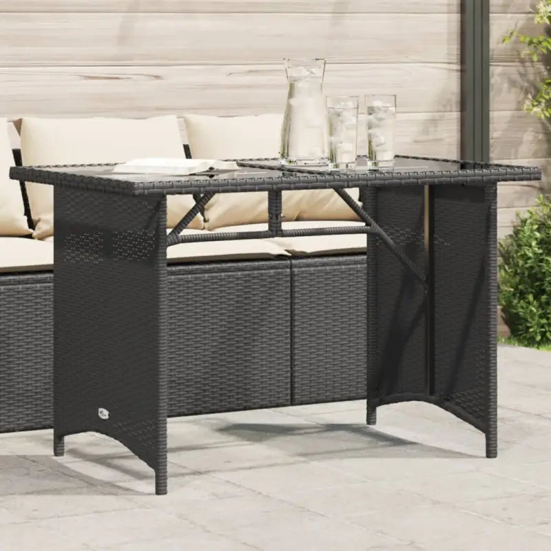 Tuintafel met glazen blad en poly rattan voor buitening - Tuintafels