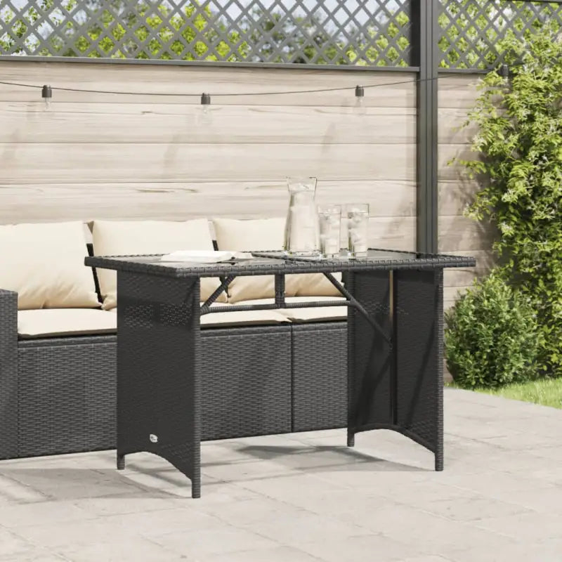 Tuintafel met glazen blad en poly rattan voor buitening - Tuintafels