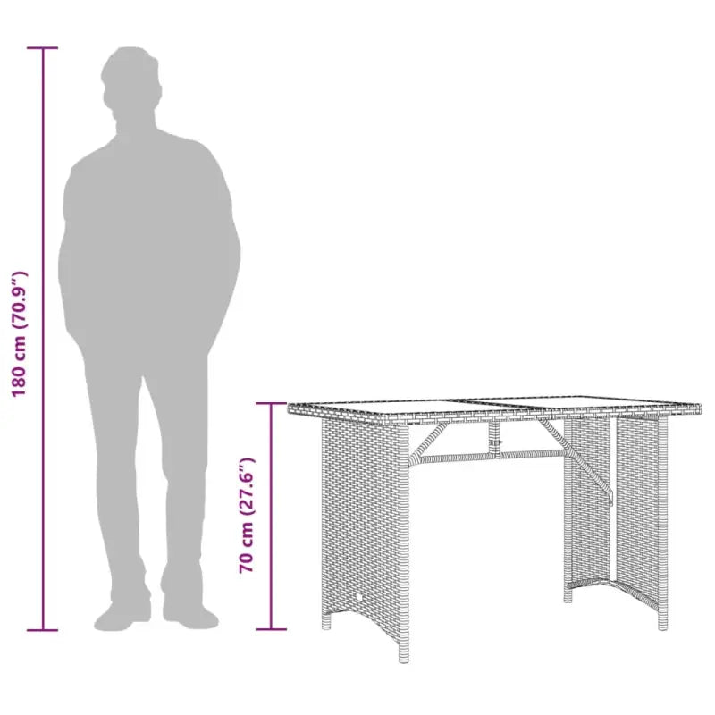 Tuintafel met glazen blad en poly rattan voor buitening - Tuintafels