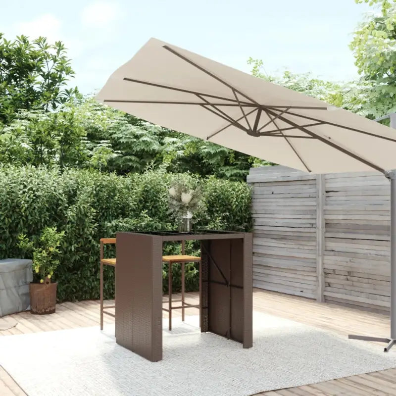 Tuintafel met glazen blad en poly rattan voor eenvoudig schoon plezier - Bruin / 105 x 80 x 110 cm / 1 - Tuintafels