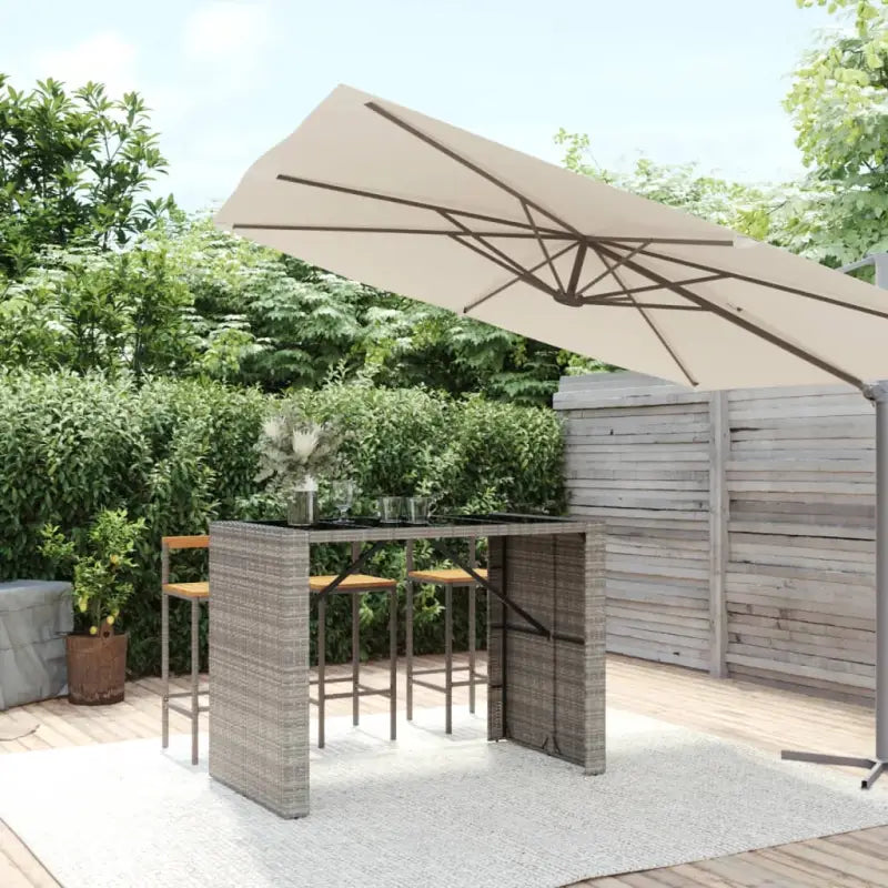 Tuintafel met glazen blad en poly rattan voor eenvoudig schoon plezier - Grijs / 145 x 80 x 110 cm / 1 - Tuintafels