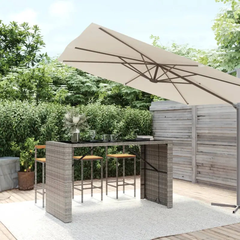 Tuintafel met glazen blad en poly rattan voor eenvoudig schoon plezier - Grijs / 185 x 80 x 110 cm / 1 - Tuintafels