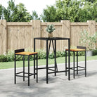 Tuintafel met glazen blad en poly rattan voor eenvoudig schoonmaken - Zwart / 70 x 70 x 110 cm / 1 - Tuintafels