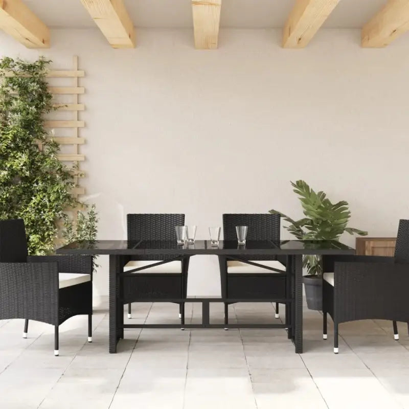 Tuintafel met glazen blad en poly rattan voor gemakkelijk schoon buitenruimte - Tuintafels
