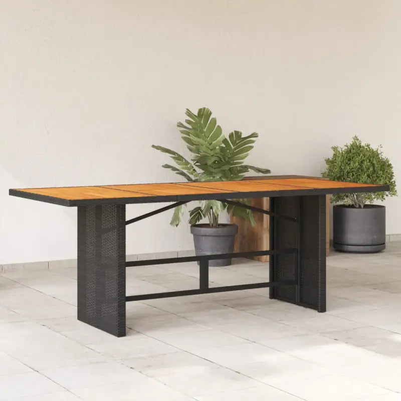 Tuintafel met glazen blad en poly rattan voor gemakkelijk schoon buitenruimte - Zwart / 1 / acacia - Tuintafels
