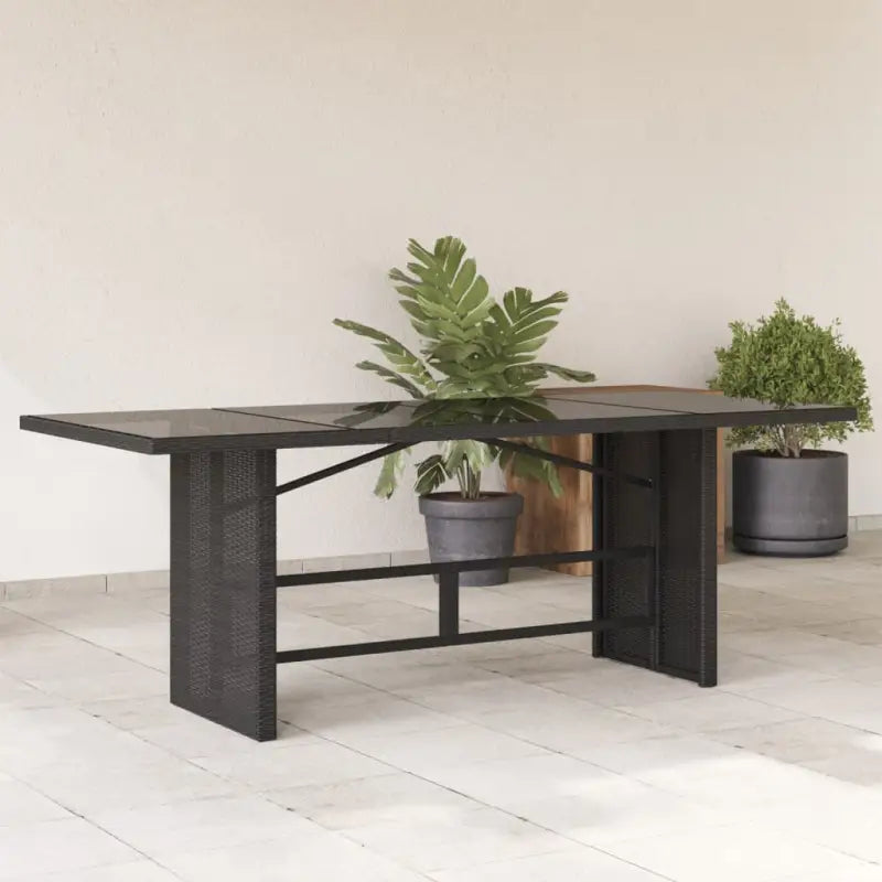Tuintafel met glazen blad en poly rattan voor gemakkelijk schoon buitenruimte - Zwart / 1 / Glas - Tuintafels