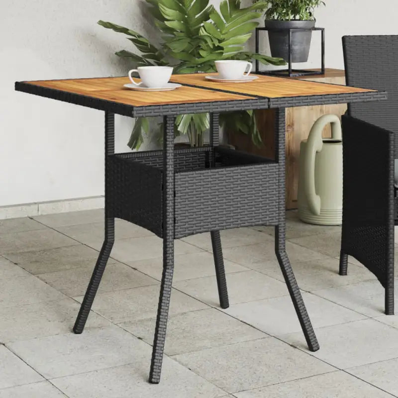 Tuintafel met houten blad en poly rattan voor eenvoudig schoon maken - Tuintafels