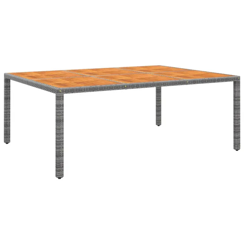 Tuintafel met poly rattan en massief acaciahout voor buitenruimtes - Grijs / 1 - Tuintafels