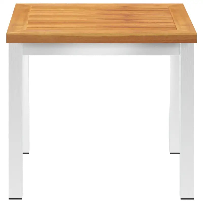 Tuintafel van massief acaciahout met roestvrij staal voor terras of zwembad - Tuintafels
