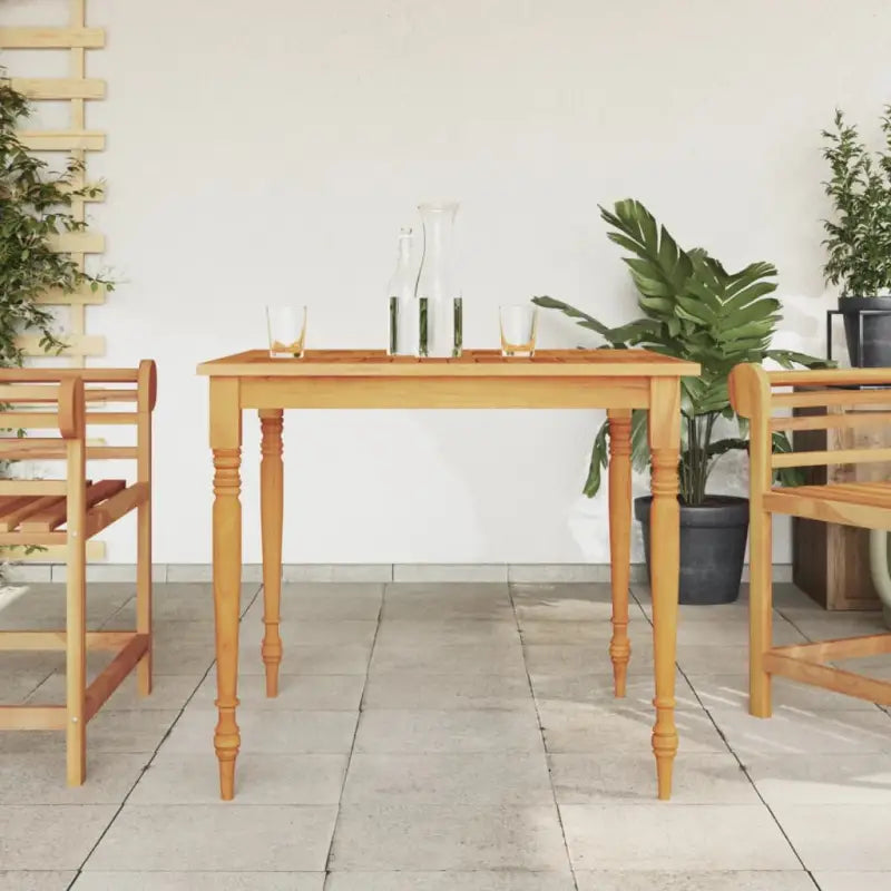 Tuintafel van massief teakhout met een fijn geschuurd afwerking - natuurlijk teak / 85 x 85 x 75 cm / 1 - Tuintafels