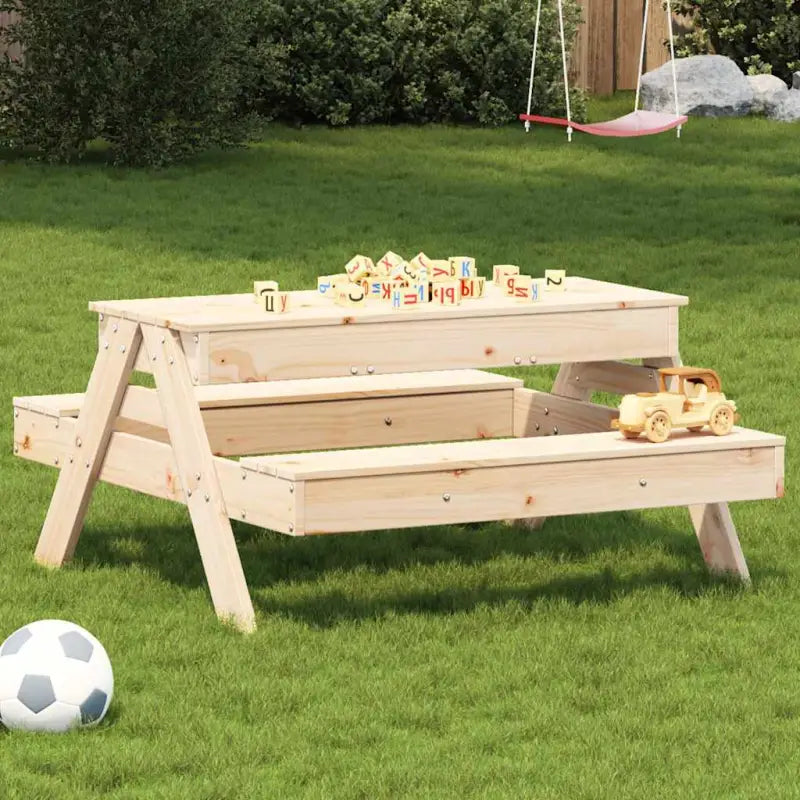 Tuintafel voor kinderen van massief grenenhout voor buitenplezier - Natuurlijk grenenhout / 1 - Tuintafels