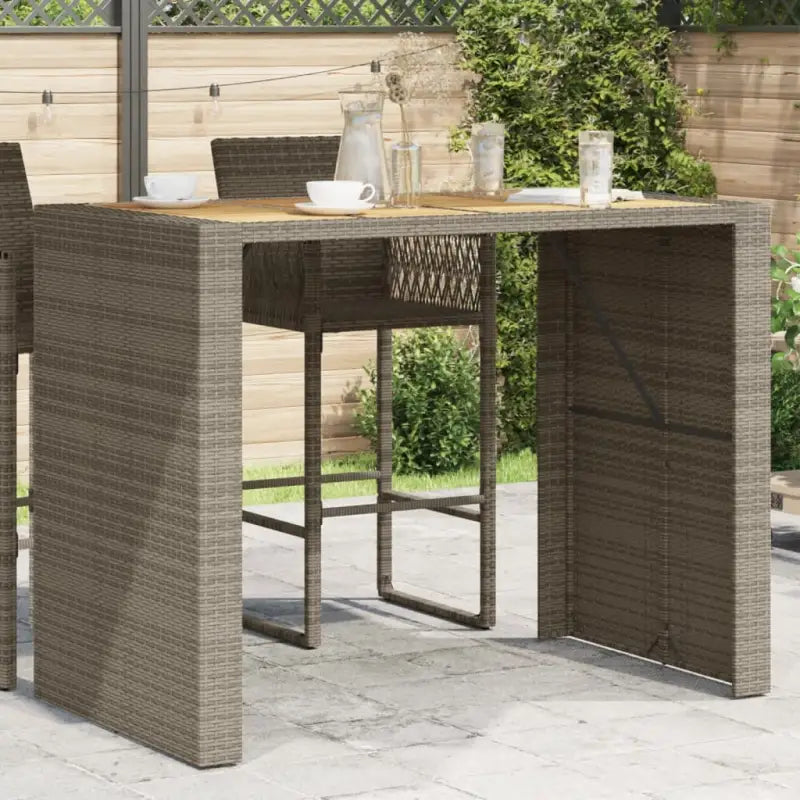 Tuintafels met houten blad en poly rattan voor buiten eenvoudiger schoonmaken - Grijs / 145 x 80 x 110 cm / 1