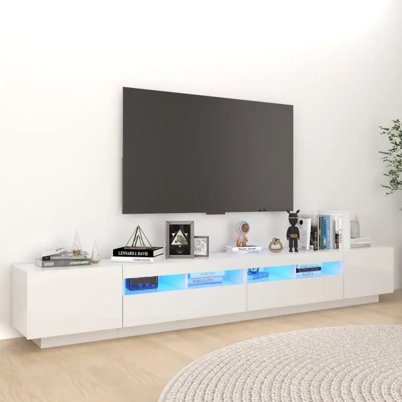 Tv-meubel Grijs Sonoma Eiken met RGB LED-verlichting en moderne charme - Hoogglans wit / 1 - Tv-meubels
