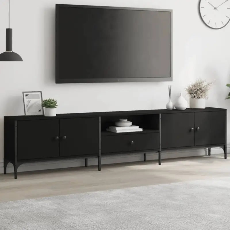 Tv-meubel in Grijs Sonoma Eiken met Verstelbare Poten en Stijlvol Design - Zwart / 1 - Tv-meubels