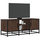 Tv-meubel in grijs Sonoma met bewerkt hout en industrieel metalen frame - bruin eikenkleur / 1 / 100 cm - Tv-meubels