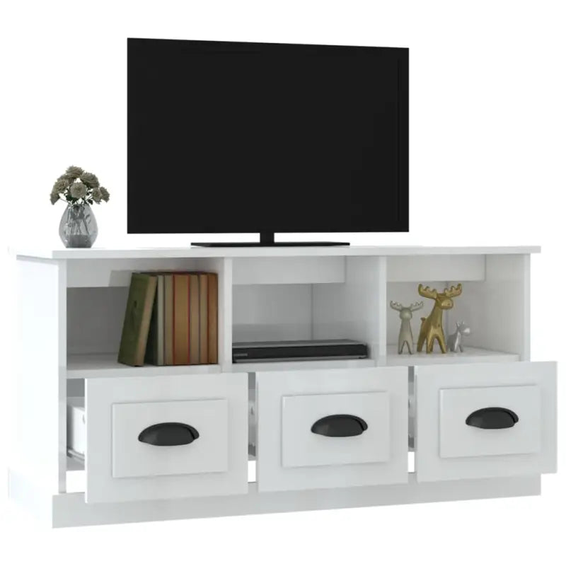 Tv-meubel in hoogglans wit van bewerkt hout voor een moderne uitstraling - Tv-meubels