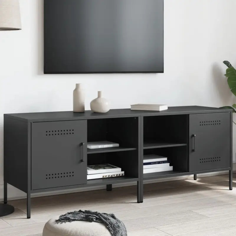 Tv-meubel in industriële stijl met robuust stalen ontwerp - Zwart / 2 - Tv-meubels