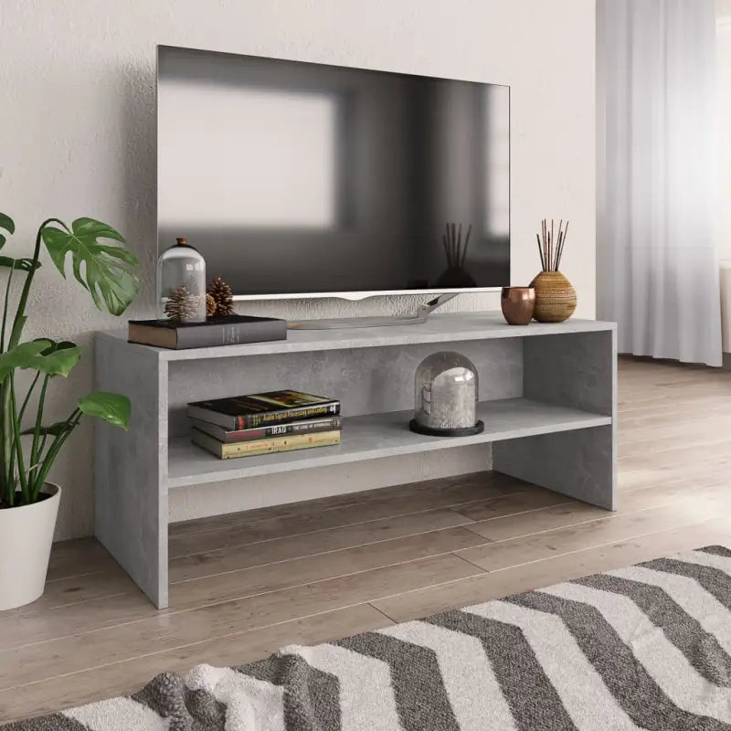 Tv-meubel in vintage stijl met bewerkt hout en open vakken - Betongrijs / 1 - Tv-meubels
