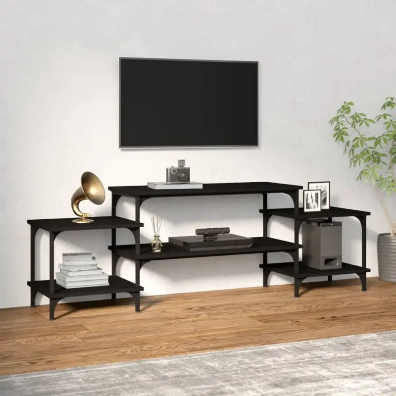 Tv-meubel met bewerkt hout en aanpasbare poten voor een stijlvolle kamer - Zwart / 1 / 157 cm - Tv-meubels