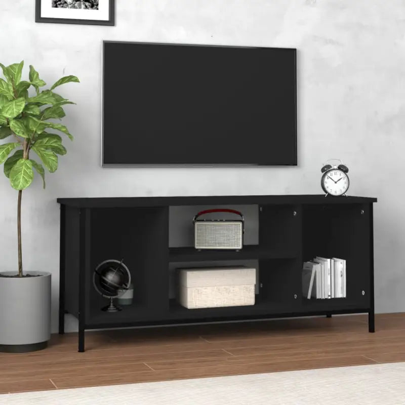 Tv-meubel met bewerkt hout en aanpasbare poten voor een trendy uitstraling - Zwart / 1 - Tv-meubels