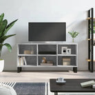 Tv-meubel met bewerkt hout en ijzeren poten met veel opbergruimte - Betongrijs / 1 - Tv-meubels