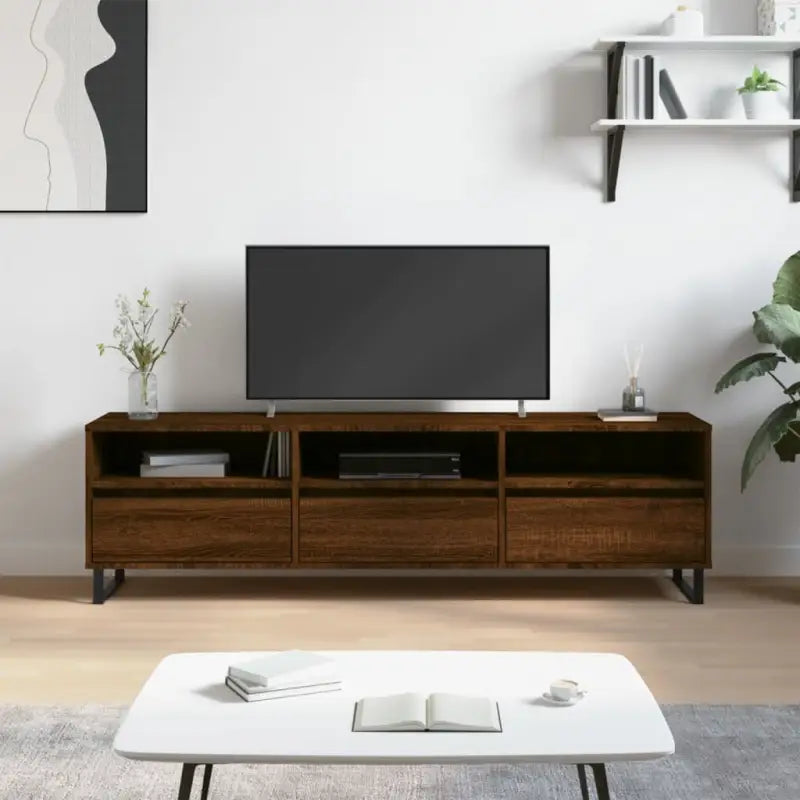 Tv-meubel met bewerkt hout en ijzeren poten met veel opbergruimte - Tv-meubels