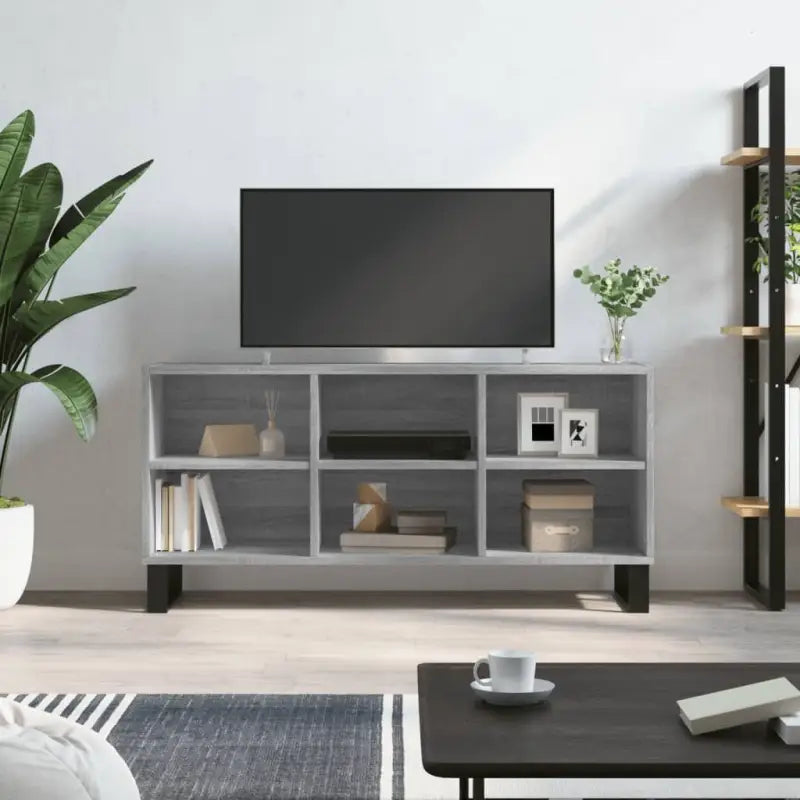 Tv-meubel met bewerkt hout en ijzeren poten met veel opbergruimte - Grijs sonoma / 1 - Tv-meubels