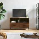 Tv-meubel met bewerkt hout en ijzeren poten voor een trendy uitstraling - bruin eikenkleur / 1 - Tv-meubels