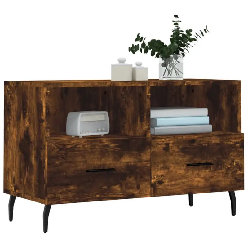 Tv-meubel met bewerkt hout en ijzeren poten voor een trendy uitstraling - Tv-meubels