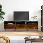 Tv-meubel met bewerkt hout en ijzeren poten voor mooie opbergruimte - Gerookt eiken / 1 - Tv-meubels