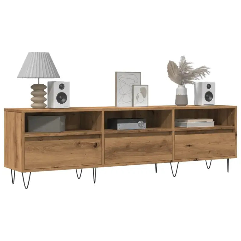 Tv-meubel met bewerkt hout en ijzeren poten voor mooie opbergruimte - Oud hout / 1 - Tv-meubels
