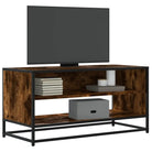 Tv-meubel met bewerkt hout en industrieel metalen frame - Gerookt eiken / 1 / 91 cm - Tv-meubels