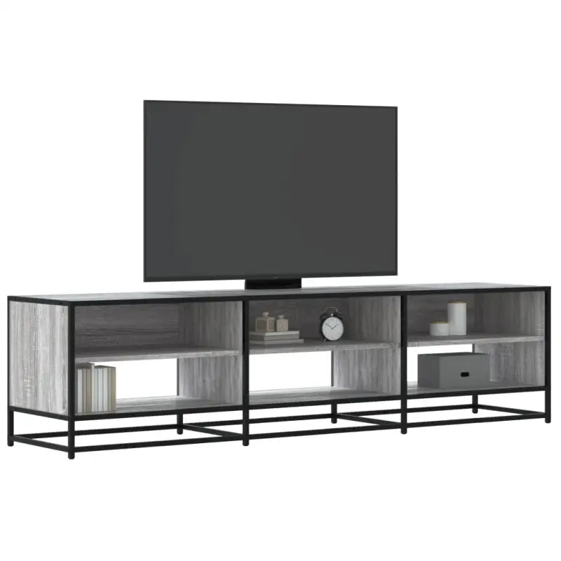 Tv-meubel met bewerkt hout en industrieel metalen frame - Grijs sonoma / 1 / 180 cm - Tv-meubels