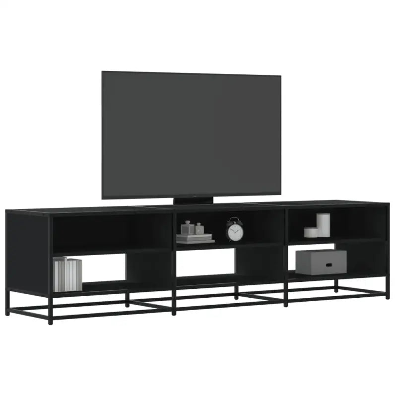 Tv-meubel met bewerkt hout en industrieel metalen frame - Zwart / 1 / 180 cm - Tv-meubels