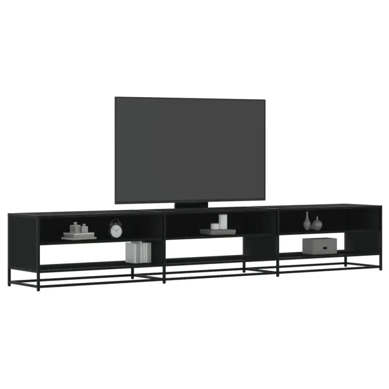 Tv-meubel met bewerkt hout en industrieel metalen frame - Zwart / 1 / 270 cm - Tv-meubels
