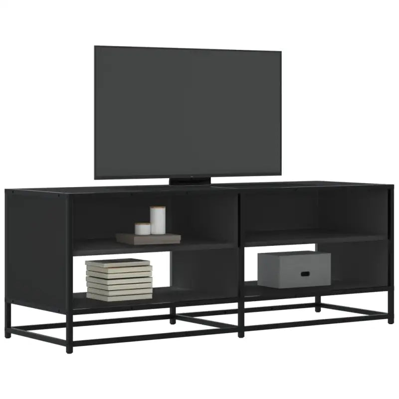 Tv-meubel met bewerkt hout en industrieel metalen frame - Zwart / 1 / 120.5 cm - Tv-meubels