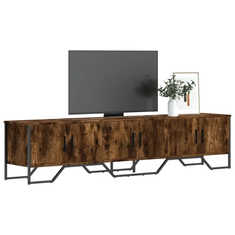 Tv-meubel met bewerkt hout en metalen handgrepen voor veel opbergruimte - Gerookt eiken / 1 - Tv-meubels