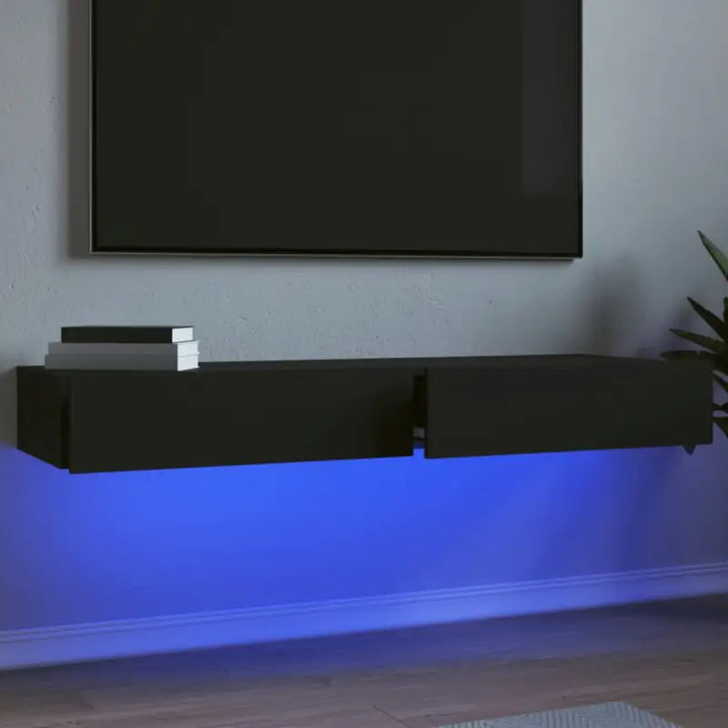 Tv-meubel met bewerkt hout en rgb led-verlichting voor een moderne look - Zwart / 2 / 60 cm - Tv-meubels