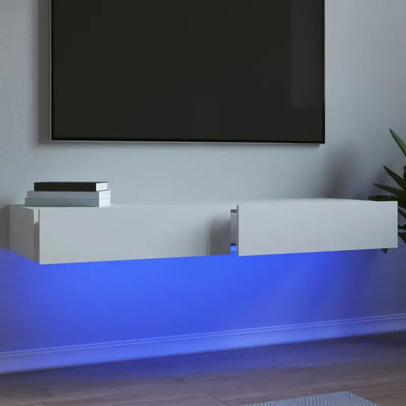 Tv-meubel met bewerkt hout en rgb led-verlichting voor een moderne look - Wit / 2 / 60 cm - Tv-meubels