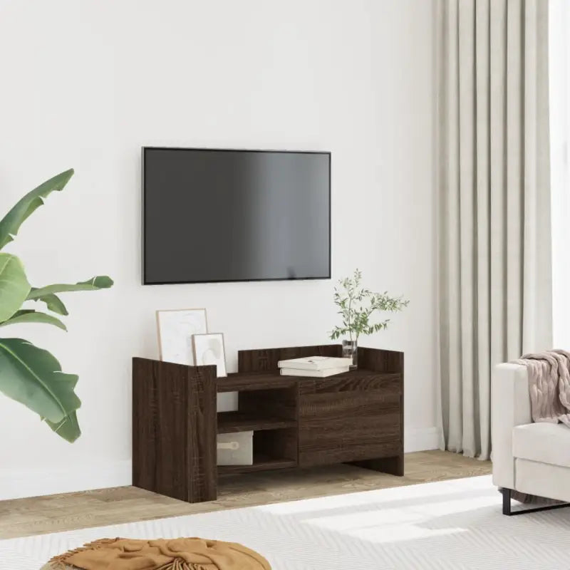 Tv-meubel met bewerkt hout en veel opbergruimte voor woonkamer of slaapkamer - bruin eikenkleur / 1 / 80 cm - Tv-meubels