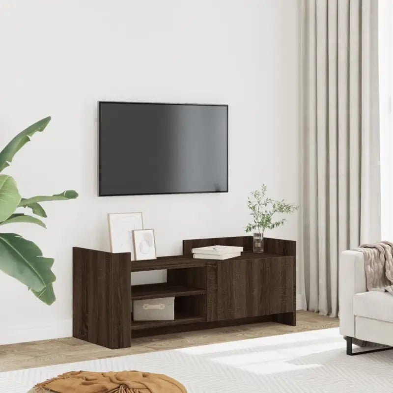Tv-meubel met bewerkt hout en veel opbergruimte voor woonkamer of slaapkamer - bruin eikenkleur / 1 / 100 cm