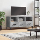 Tv-meubel met bewerkt hout ijzeren poten en hoogglans wit design - Betongrijs / 1 - Tv-meubels