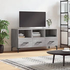 Tv-meubel met bewerkt hout ijzeren poten en hoogglans wit design - Grijs sonoma / 1 - Tv-meubels
