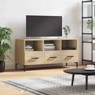 Tv-meubel met bewerkt hout ijzeren poten en hoogglans wit design - Sonoma eiken / 1 - Tv-meubels